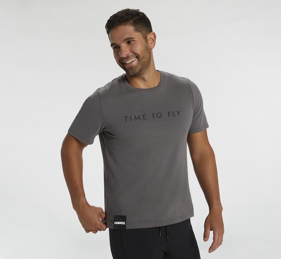 Hoka One One Brand - Men Tee - Grey,Australia YRP-260938